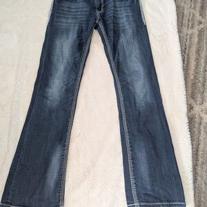 Rock & Roll Cowgirl Dark Wash Blue Boot Cut Jeans